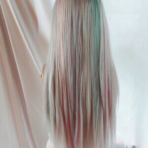 Pastel colored wig lace front blonde highlights